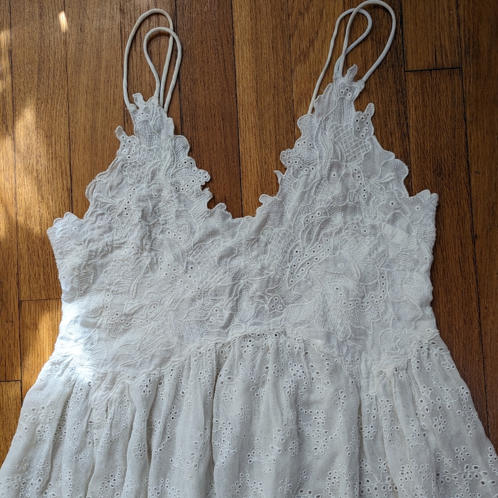 Small Free People Intimately Sheer White Lace Maxi Dress.